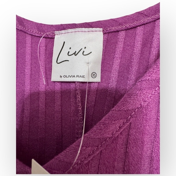NWT Livi by Olivia Rae Ribbed Maxi Dress XS Purple Tie Waist Spaghetti Strap - Picture 7 of 9